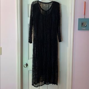 Vintage Black Lace Dress with full Slip